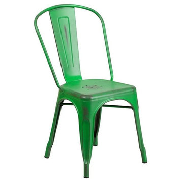 Flash Furniture Commercial Distressed Green Stackable Chair - ET-3534-GN-GG