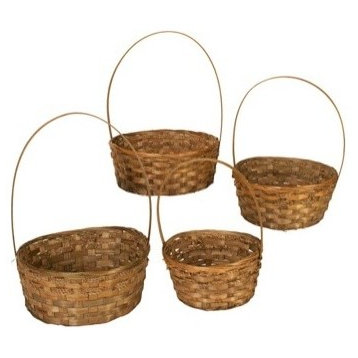 Wald Imports Brown Bamboo Basket/Planter Assortment, Set of 4