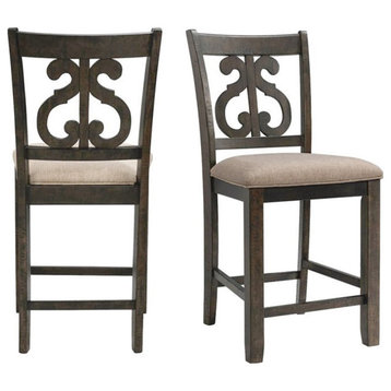 Picket House Stanford Counter Swirl Back Side Chair in Red (Set of 2)