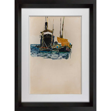 Egon SCHIELE Lithograph SIGNED “Boats at Trieste” #‘ed Limited Ed: 100 w/FRAMING