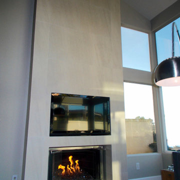 Contemporary Living Room Renovation & Fireplace Refacing