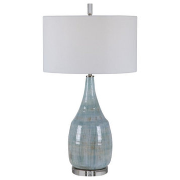Bowery Hill Contemporary Coastal Table Lamp in Aqua and Teal