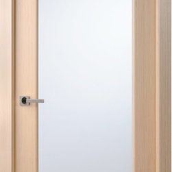 Contemporary Bleached Oak Veneer Interior Single Door, Frosted Glass - Interior Doors
