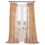 Half Price Drapes - Cleopatra Gold Embroidered Sheer Curtain Single Panel, 50"x96" - HPD has redefined the construction of sheer curtains and panels. Our Embroidered Sheer Collection are unmatched in their quality. Each panel creates a beautiful diffusion of light. As a general rule, for proper fullness panels should measure 2-3 times the width of your window/opening.