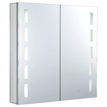 Bathroom LED Medicine Cabinet, Aluminum, Recessed/Surface Mount, 30"x30"