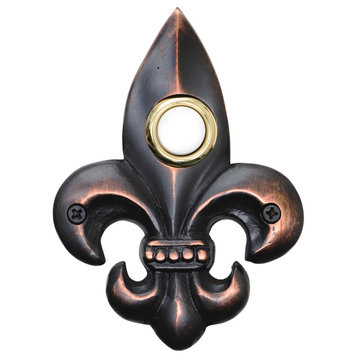 Brass Small Fleur De Lis Doorbell in 4 Finishes, Oil Rubbed Bronze