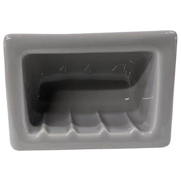 Porcelain Recess Niche Soap Dish Bathroom Shower Premade, Sterling Silver Glossy