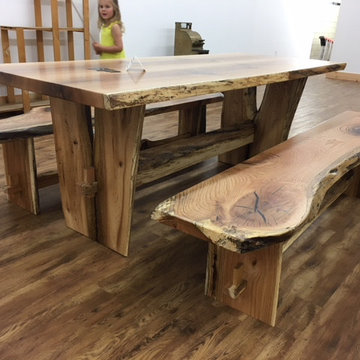Live Edge Oak Dining Table Set
