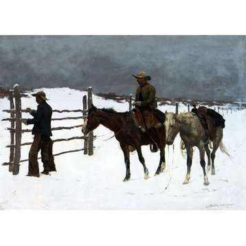 Frederic Remington The Fall of the Cowboy, 18"x27" Wall Decal