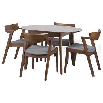 Dining Set of 4 Tracy Chairs and Extendable Round Kitchen Table Solid Wood