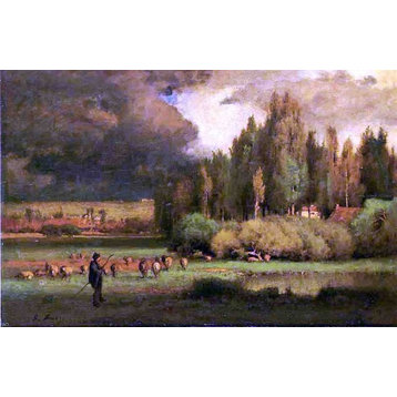 George Inness Shepherd in a Landscape, 18"x27" Wall Decal