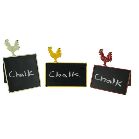 Rustic Metal Rooster Double Sided Folding Chalkboard Sign Set of 3