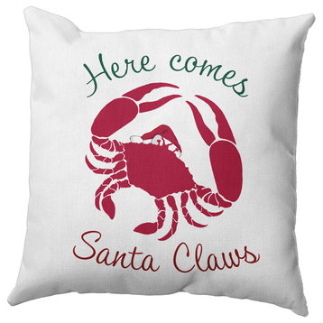 Santa Claws Crab Accent Pillow, Christmas Pink, 20"x20"