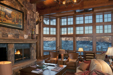 Family room - rustic family room idea in Denver
