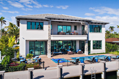 Inspiration for a transitional exterior home remodel in Miami