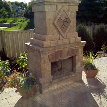Screen Porch & Patio with Outdoor Fireplace and Grill Surround in Woodridge, IL