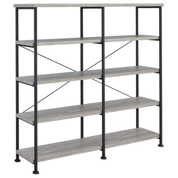 5-Tier Big Bookcase With Metal Frame, Gray
