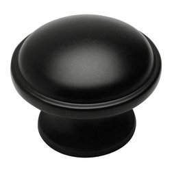Cosmas - Cosmas 6239FB Flat Black Cabinet Round Knob, 1-3/8" Diameter, Set of 5 - Cabinet And Drawer Knobs