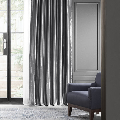 Platinum Blackout FauxSilk Taffeta Curtain Single Panel, 50"x120"