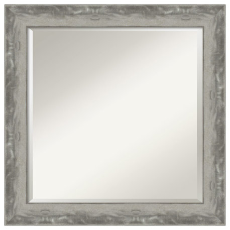 Waveline Silver Narrow Beveled Bathroom Wall Mirror - 24.5 x 24.5 in.