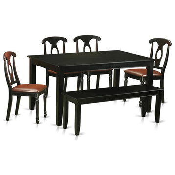 East West Furniture Dudley 6-piece Traditional Wood Dining Room Set in Black