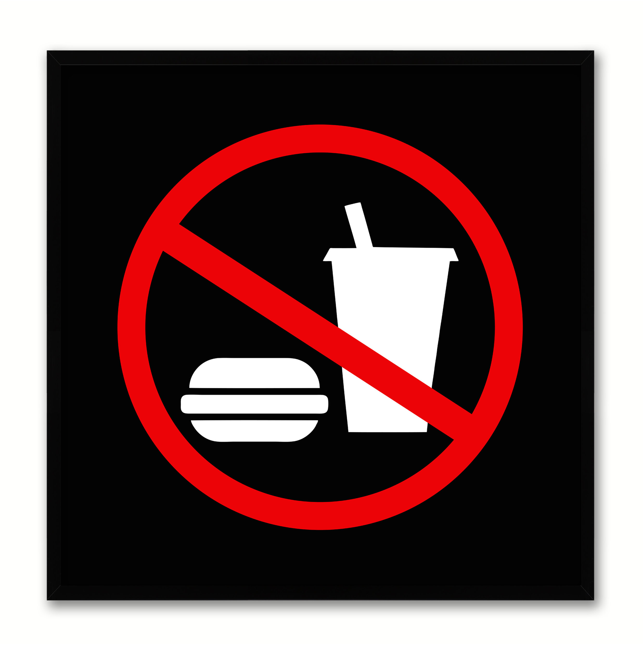  no food sign black print on canvas with picture frame 30 x30