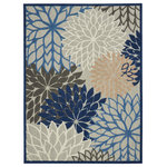Nourison - Nourison Aloha ALH05 Blue/Multicolor 7'10" x 10'6" Area Rug - This outdoor rug from the Aloha Collection features soft cut pile and textural woven patterns in bursts of brilliant color sure to enliven any outdoor space. Oversized floral patterns in blue, turquoise, cream and grey add a festive touch of the tropics to your patio or deck. Created from premium stain-resistant fibers for long wear, low maintenance, and a splendid texture.
