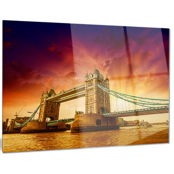 "Tower Bridge in Its Magnificence" Photo Metal Wall Art, 28"x12"