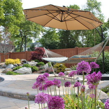 Foreground: Purple Allium Sphaerocephalon