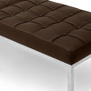 Midcentury Modern Florentine Genuine Leather 3-Seater Bench, Espresso
