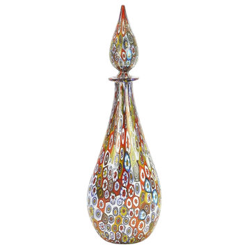 GlassOfVenice Murano Glass Millefiori Bottle Decanter - Multicolor