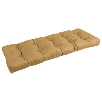 51"X19" Tufted Solid Outdoor Spun Polyester Loveseat Cushion, Wheat