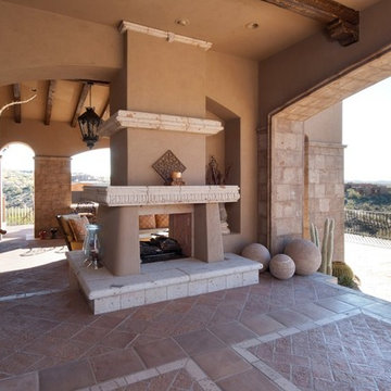 Cantera Stone Outdoor Fireplace
