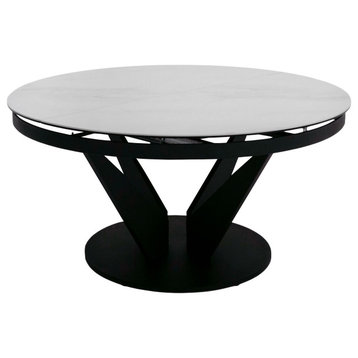 Alberta Black and White Ceramic Extendable 59"/86.5" Oval Dining Table