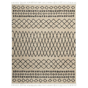 Nourison Moroccan Marrakesh Shag Area Rug, Cream, 9'2"x12'6"