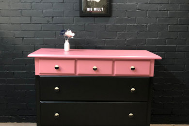 Black and Pink Upcycled Chest of Drawers