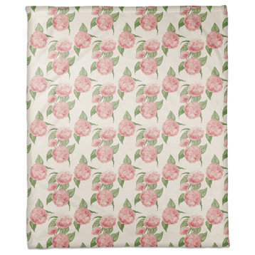 Pink Hydrangea Pattern 50"x60" Coral Fleece Blanket