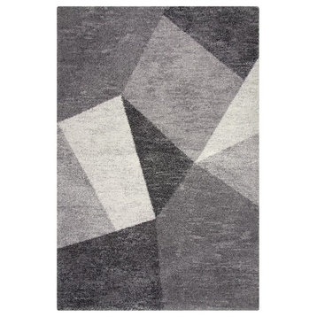 Rectangle Abacasa Granada Elisa Area Rug, Charcoal/Gray/Ivory, 63"x90"