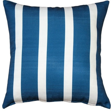 Pillow Decor - Bold Blue Stripes Throw Pillow 16x16