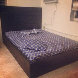 Rustic Platform Bed w/ Modern Basic Headboard // Rustic Bed // Rustic Headboard - Beds