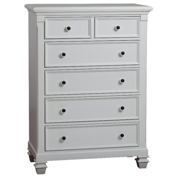 Baby Cache Glendale 6-Drawer Traditional Wood Chest in Pure White