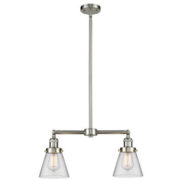 Innovations 2-LT Small Cone 22" Chandelier - Brushed Satin Nickel