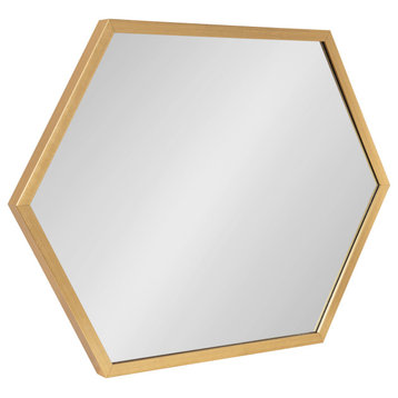 Laverty Framed Hexagon Wall Mirror, Gold, 22x31
