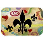 Mary Gifts By The Beach - Fluer De Lis and Hearts, 20"x15" - Bath mats from my original art and designs. Super soft plush fabric with a non skid backing. Eco friendly water base dyes that will not fade or alter the texture of the fabric. Washable 100 % polyester and mold resistant. Great for the bath room or anywhere in the home. At 1/2 inch thick our mats are softer and more plush than the typical comfort mats. Your toes will love you.