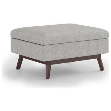 Maklaine Rectangle Coffee Table Storage Ottoman in Cloud Gray Polyester Fabric