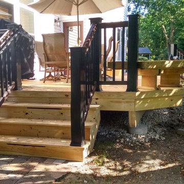 Wood Deck with Belgard Patio and Fire Pit -Gurnee, IL