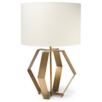 Edwards Gold Metal Base With Cream Fabric Shade Table Lamp