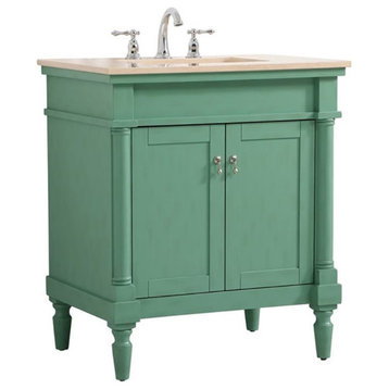Elegant Decor Lexington 30" Solid Wood Single Bathroom Vanity - Vintage Mint