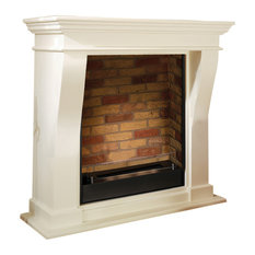 Kreta Faux Brick Fireplace With Ceramic Burner, White Wood, 105x99 cm