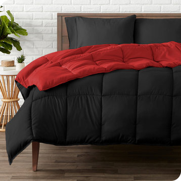 Bare Home Reversible Down Alternative Comforter, Black / Red, King/Cal King
